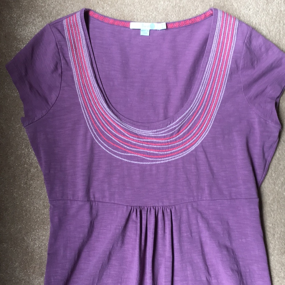 Purple dress with embroidered neckline from Boden
